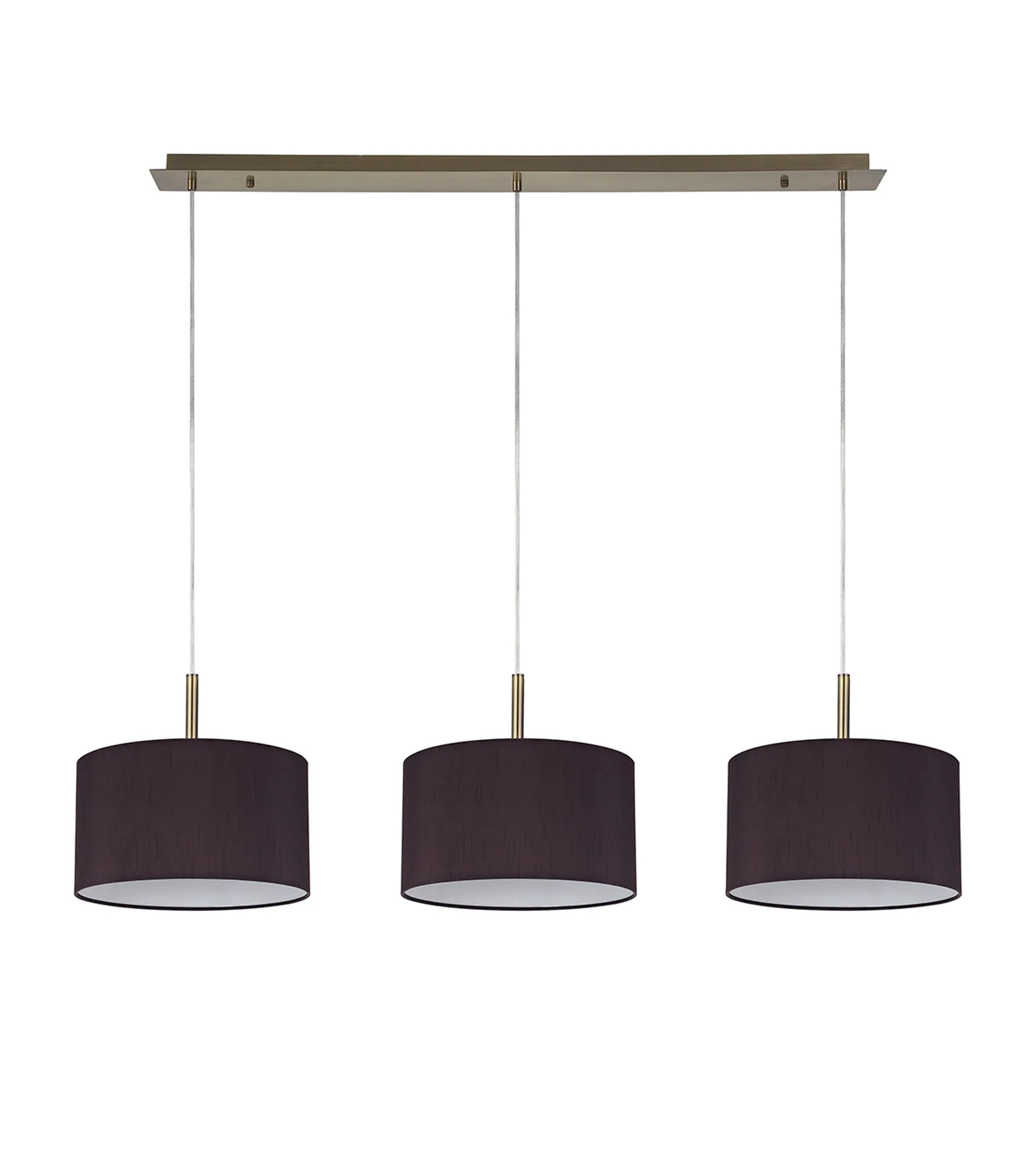 Baymont 30cm Shade 3 Light Pendant Antique Brass, Black DK0575  Deco Baymont AB BL